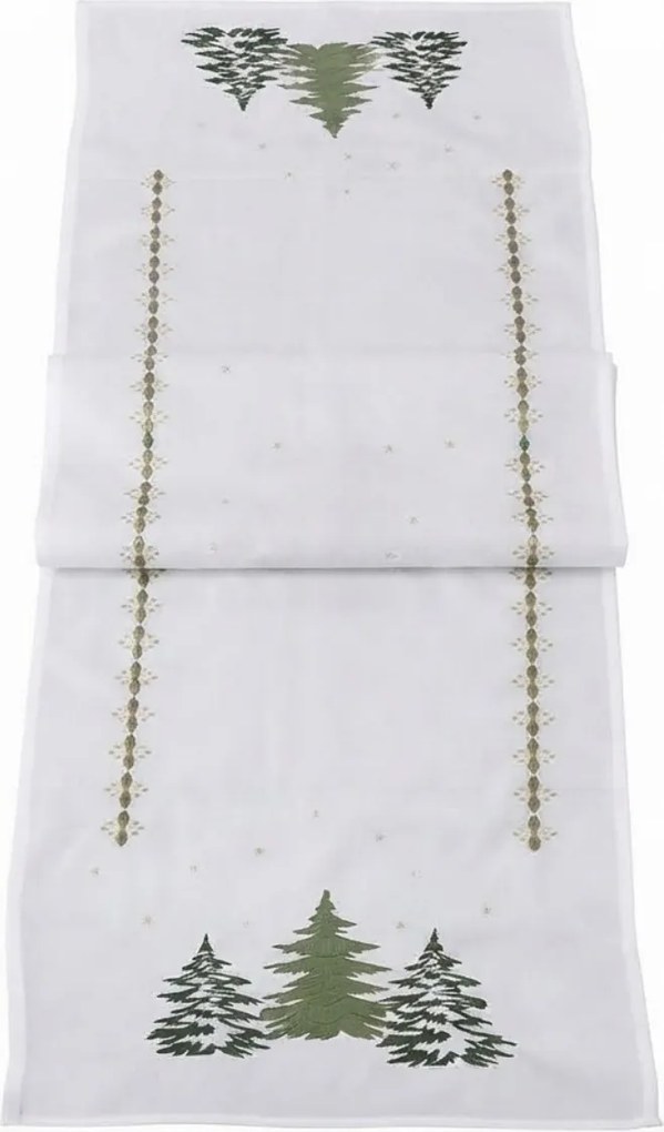 Vianočný behúň na stôl EVERGREEN CHARM 40x140 cm, biely