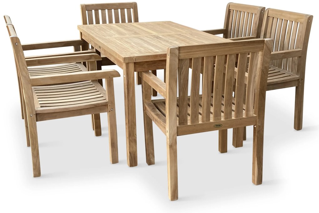 Noela Záhradný teakový set Garden I + 6x kreslo Kingsbury