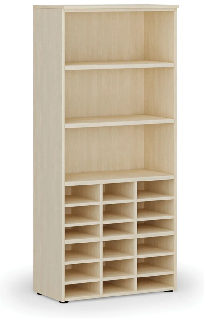 Triediaci regál PRIMO WOOD, 800 x 420 x 1781 mm, 18 priehradiek, breza