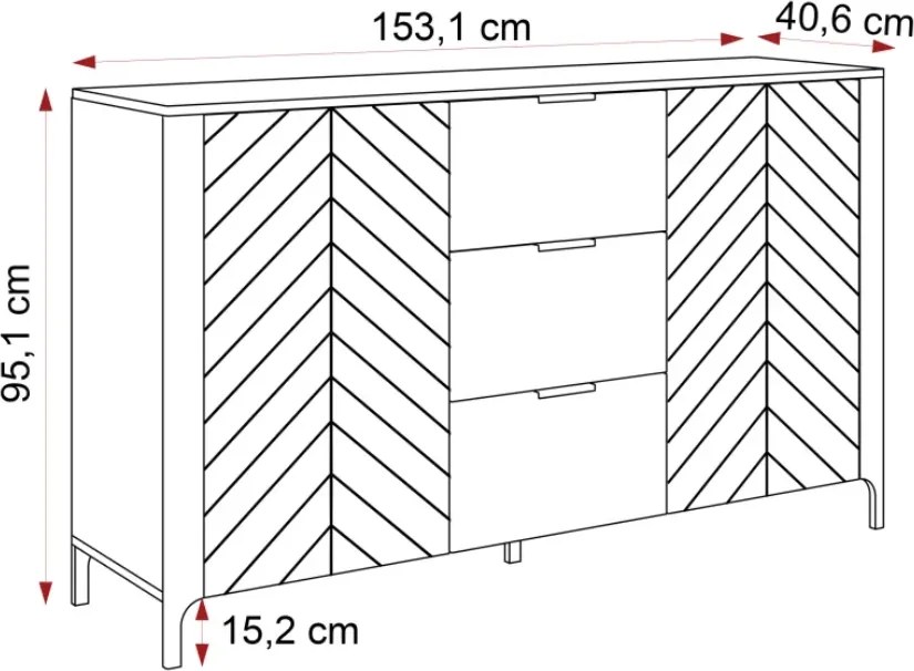 Dizajnová komoda MARCIUS 153cm kašmír