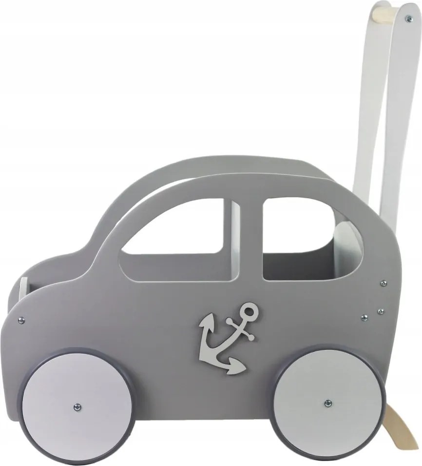 Drevené auto pre chlapcov / chodítko šedá
