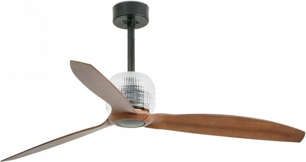 Faro Deco Fan M čierna/drevo stropný Led ventilátor, DC motor, diaľkové ovl