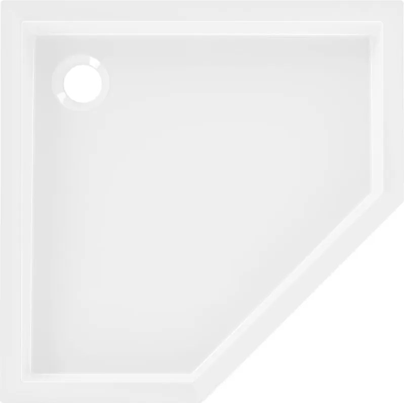 Mexen Flow+ päťuholníková sprchová vanička 100 x 100 cm, biela lesklá, 46P101010H