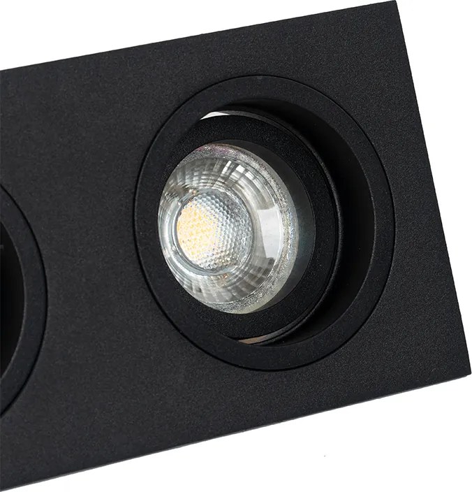 Sada 6 štvorcových zapustených bodových svetiel čierna nastaviteľná 2-svetlá - Chuck