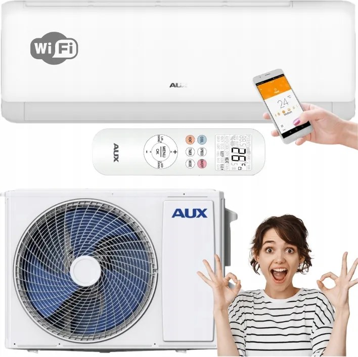 Nástenná klimatizácia Aux Q-Smart Plus 3,5kW S Funkciou Vykurovania Wifi Pre Domácnosť