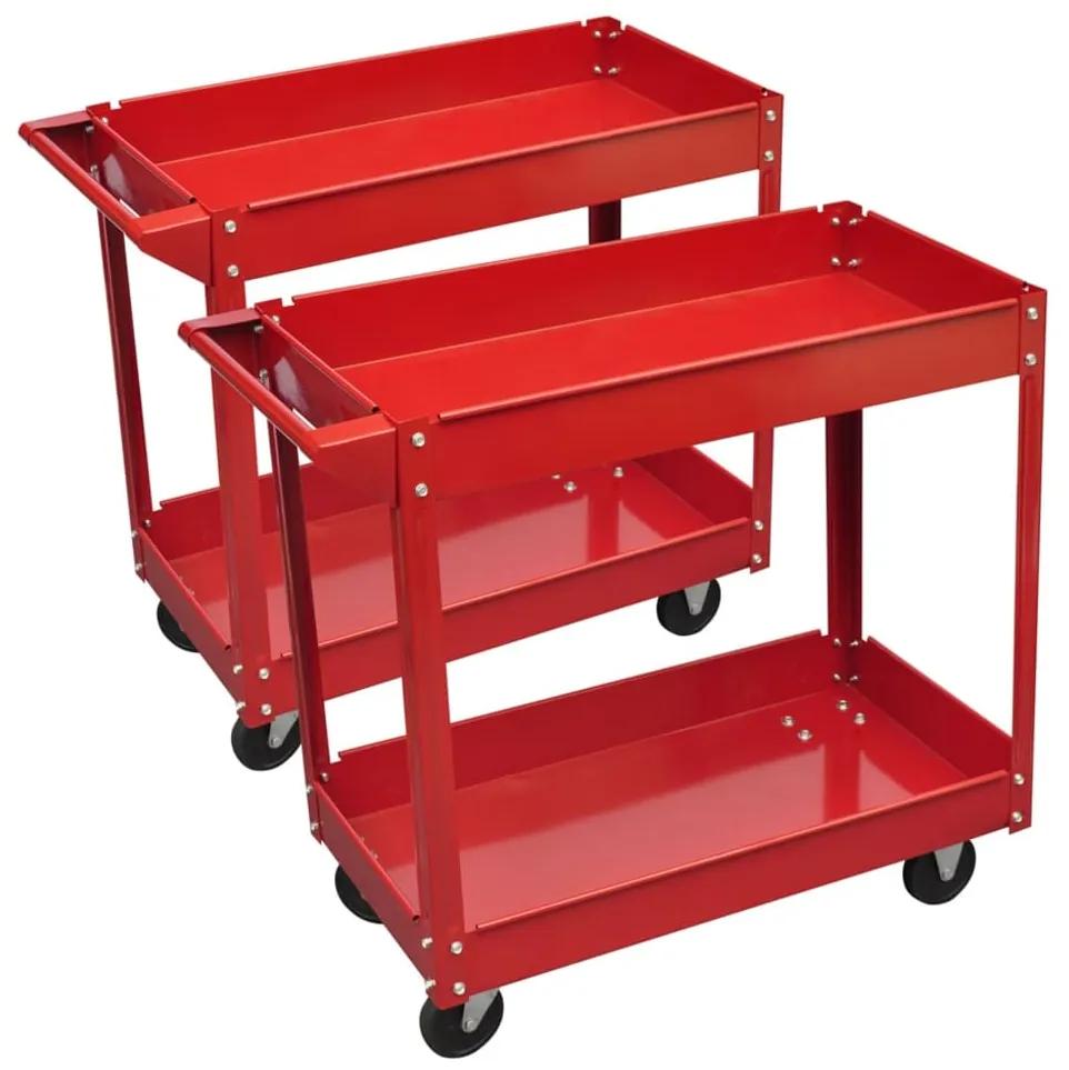 vidaXL 2 x Dielňový vozík pre náradie 100 kg červený