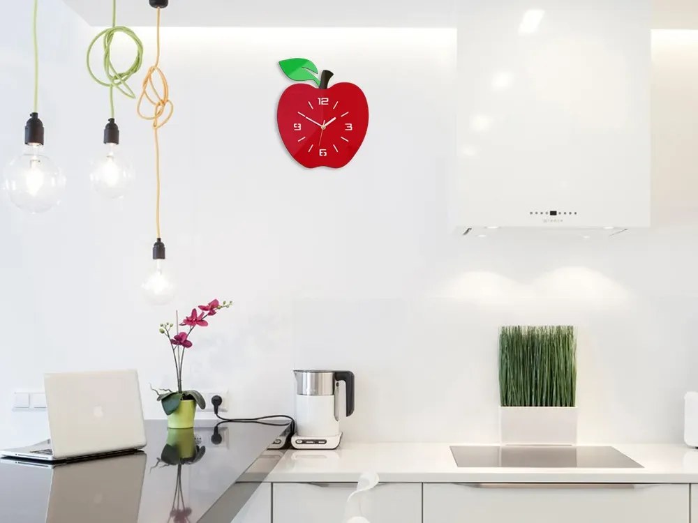 Nástenné hodiny Apple červené