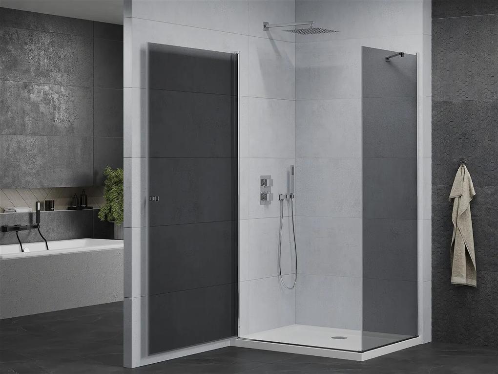 Mexen Pretoria, sprchovací kút 70 (dvere) x 120 (stena) cm, 6mm šedé sklo, chrómový profil + biela sprchová vanička, 852-070-120-01-40-4010