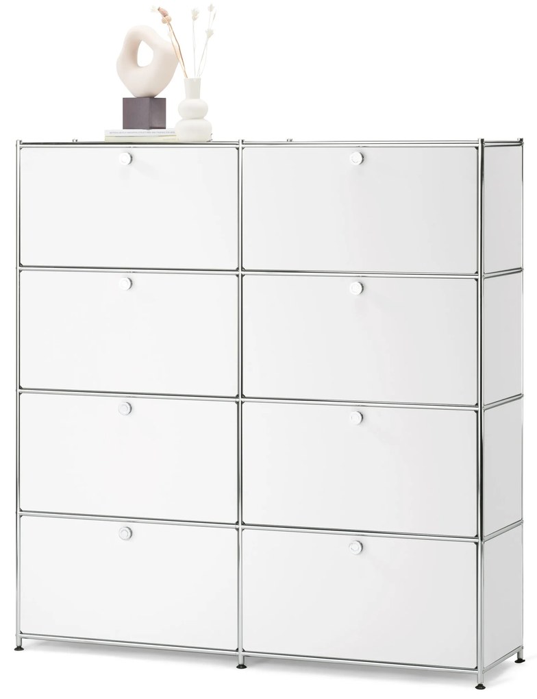 Vysoká komoda »CN3« s 8 výklopnými dvierkami, biela