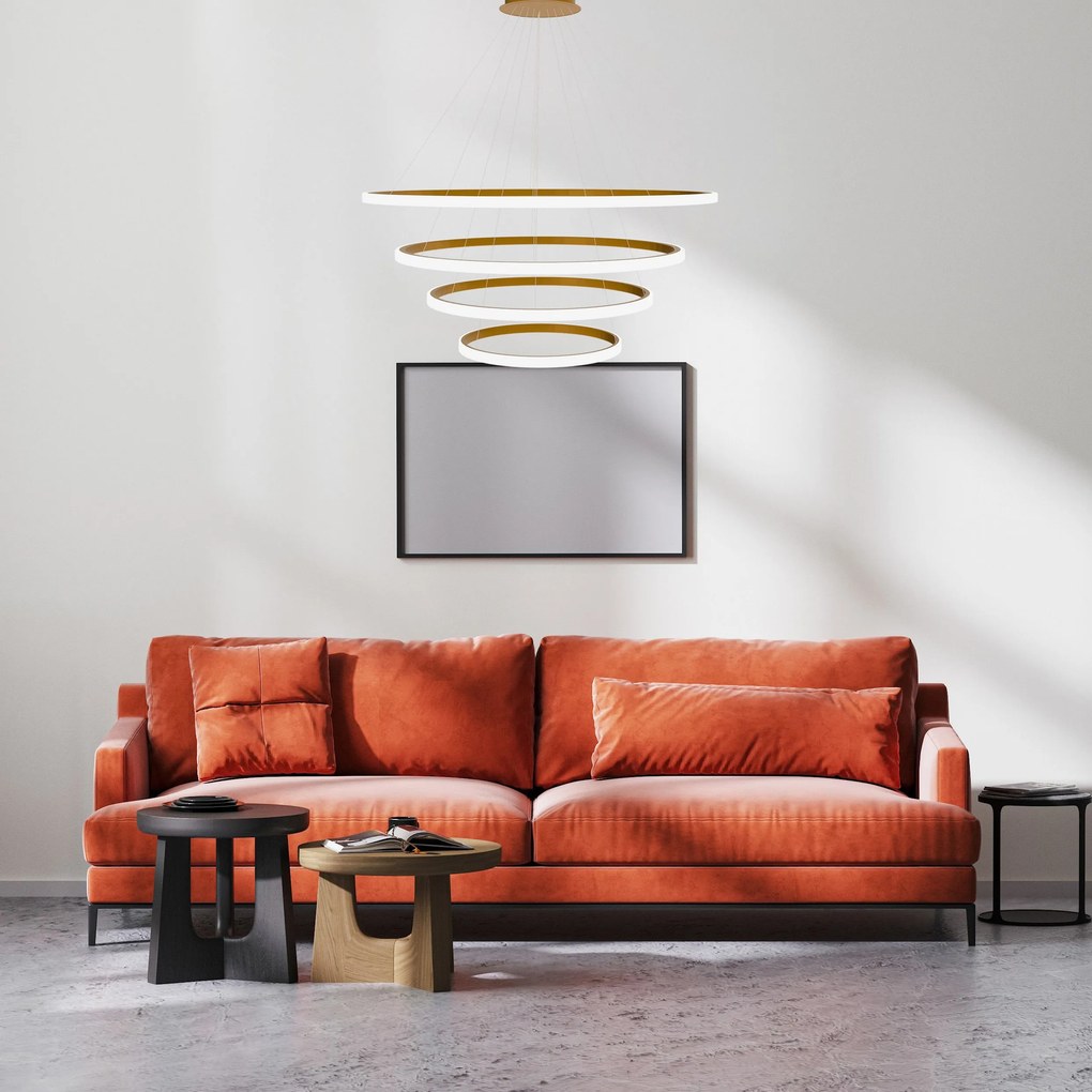 Toolight Toolight, závesné svietidlo 100cm, 60W, 3000K, LHJ010-CP4, zlatá matná, OSW-50003