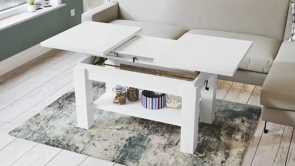 ASTORIA biela, rozkladacia, zdvíhací konferenčný stôl, stolík | BIANO