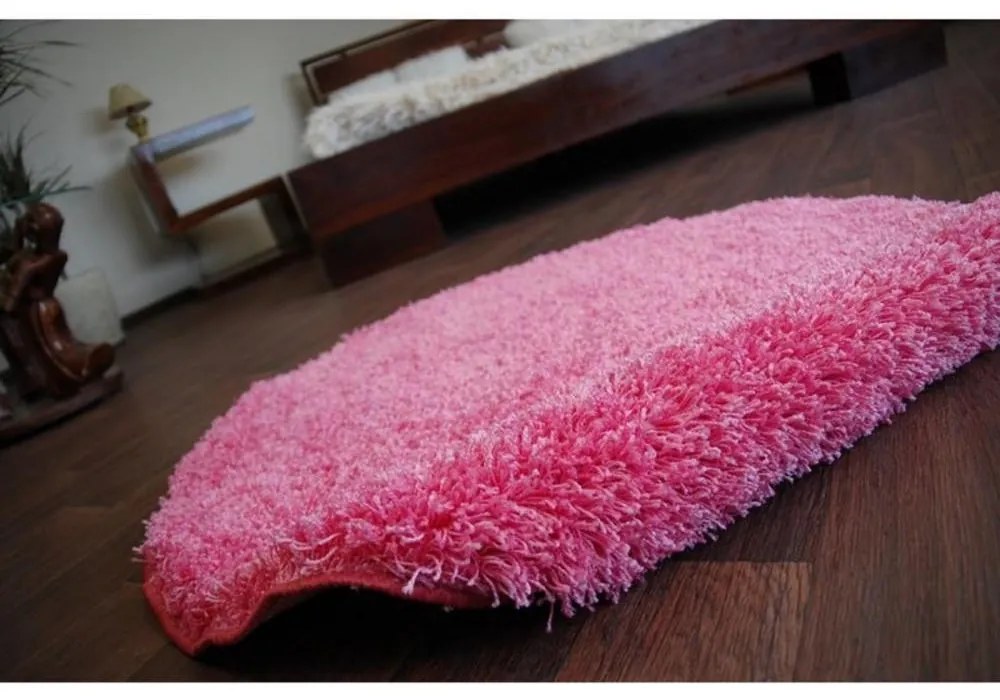Kusový koberec Shaggy Roy ružový kruh 100cm