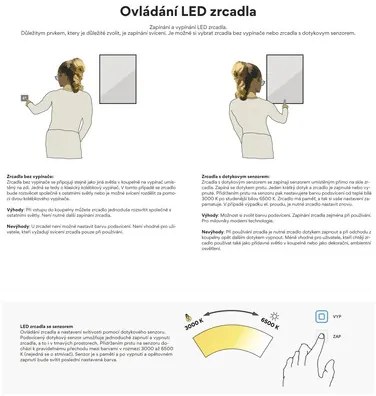 Zrkadlo do kúpeľne s LED osvetlením Nimco 50x70 cm ZP 8001