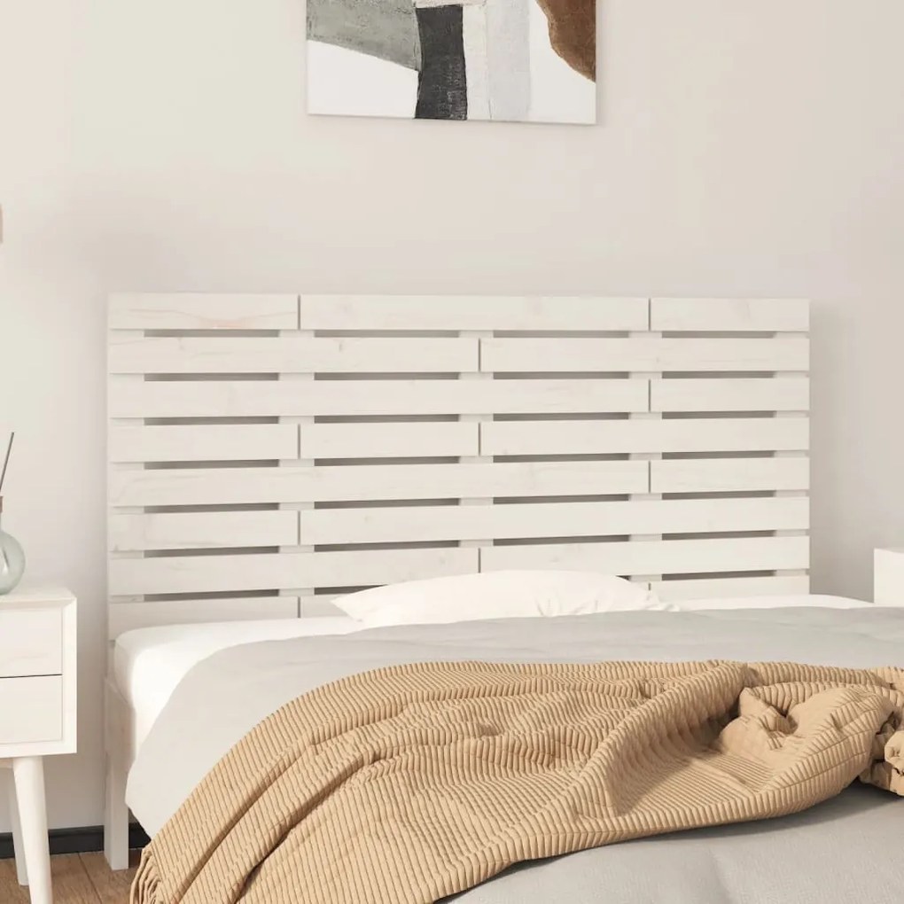 vidaXL Nástenné čelo postele biele 146x3x63 cm masívna borovica