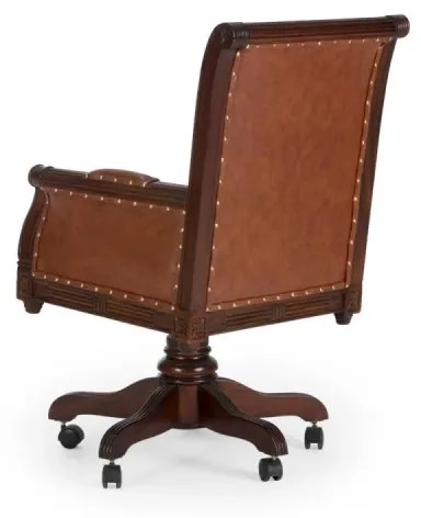 furniture-nabytek.cz - Kancelárske kreslo Cambridge z masívneho mahagónu, lakované, hnedé – pravá koža