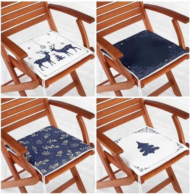 Sedáky v súprave 4 ks s vianočným motívom 40x40 cm Blue Christmas – Mila Home