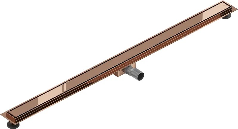 Mexen Flat, lineárny podlahový žľab 120 cm, ružové zlato, 1610120