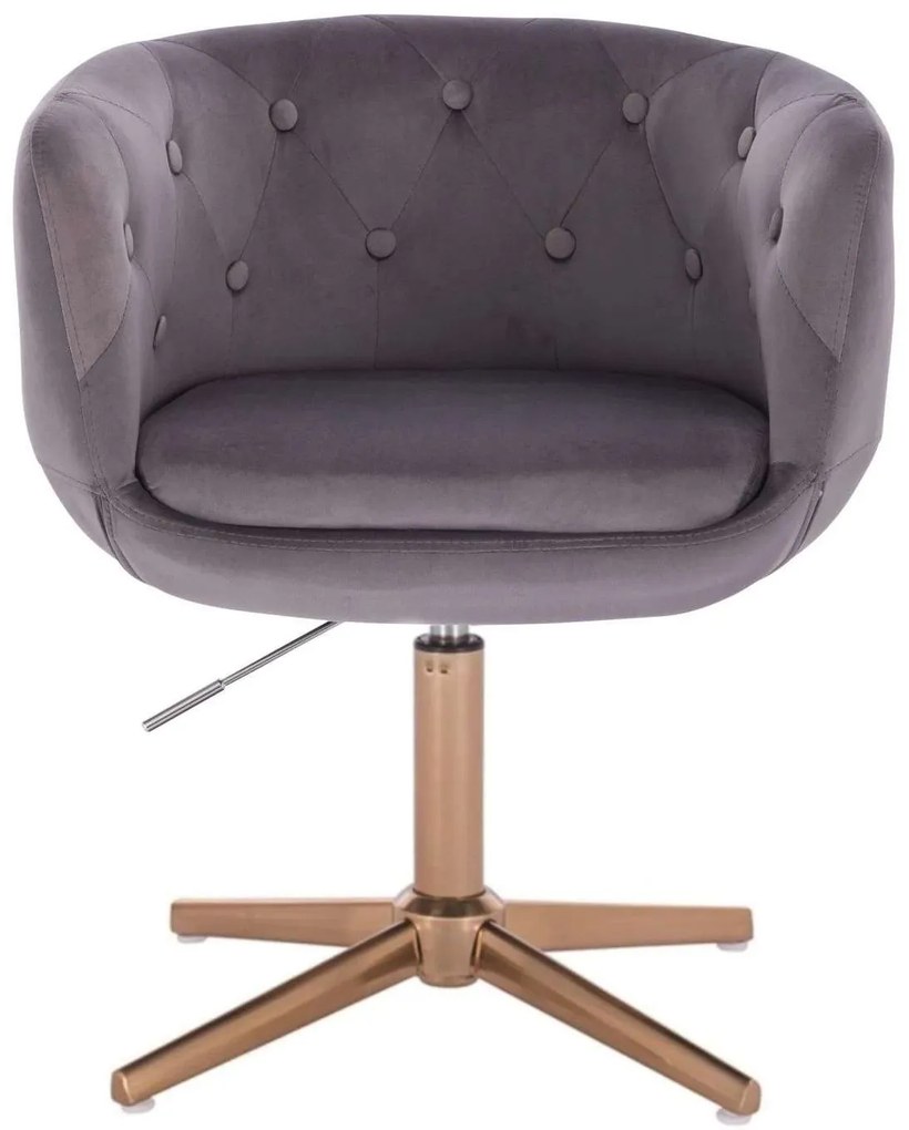 LuxuryForm DESIGN Kreslo MONTANA VELUR na zlatom kríži - sivé