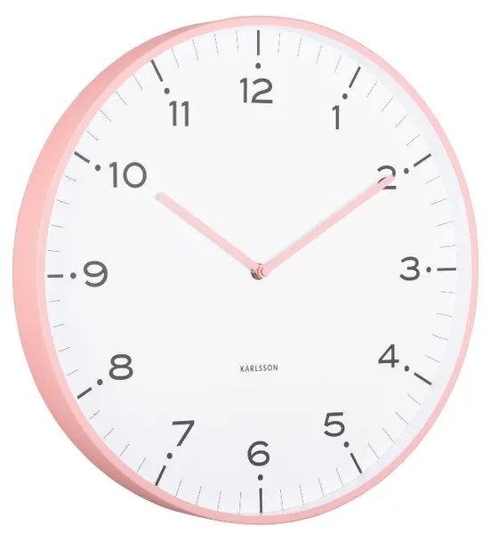 Dizajnové nástenné hodiny Karlsson 6011PI ružové,priemer 40 cm