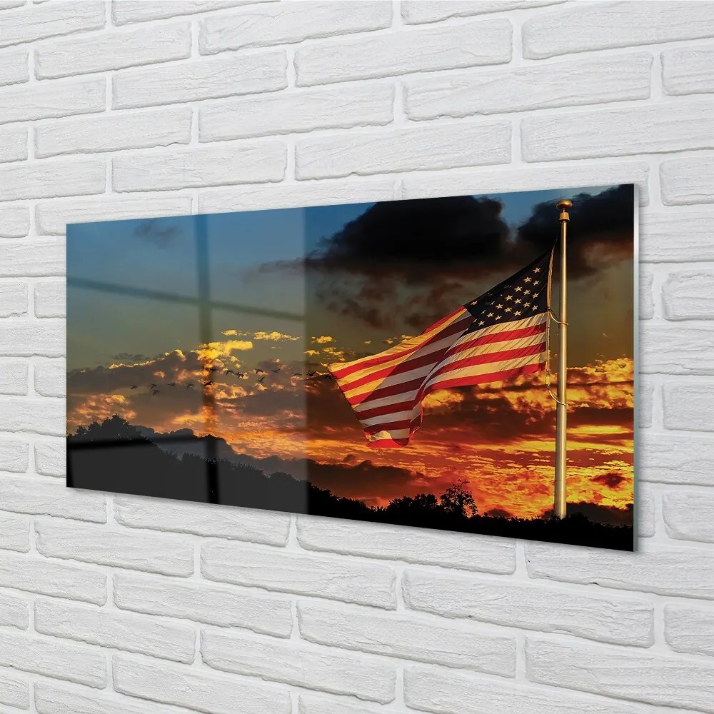 Sklenený obraz vlajka USA 140x70 cm