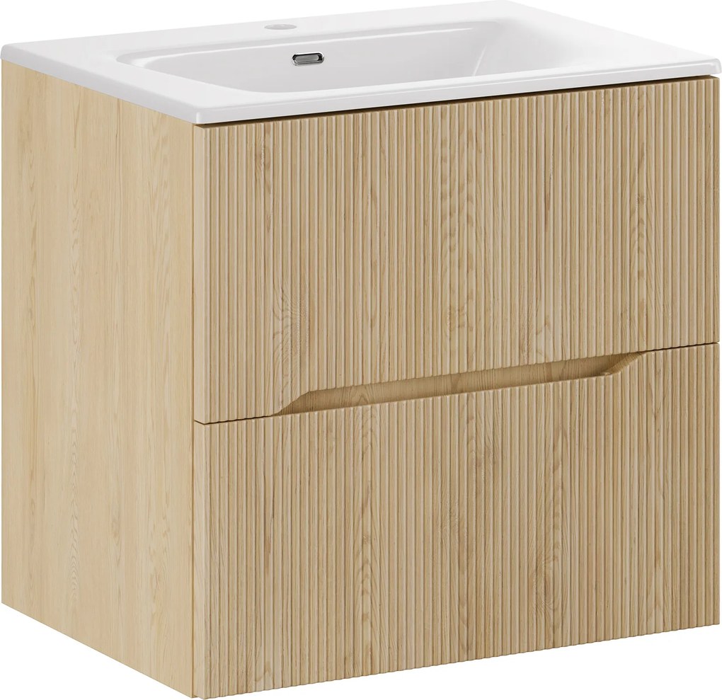 Comad Kúpeľňová skrinka s keramickým umývadlom Nordic Cremona 60 cm - dub cremona