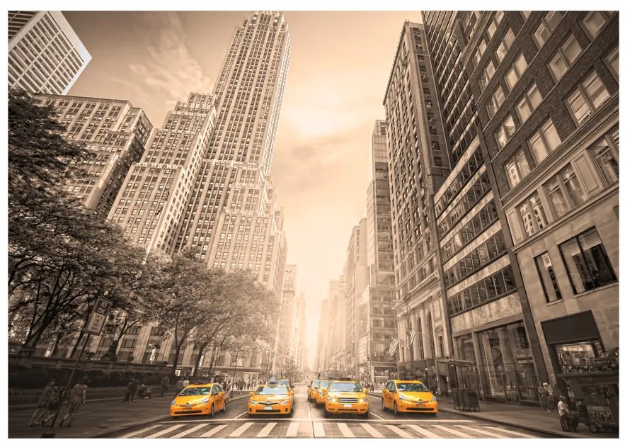 Artgeist Fototapeta - New York taxi - sepia Veľkosť: 250x175, Verzia: Standard