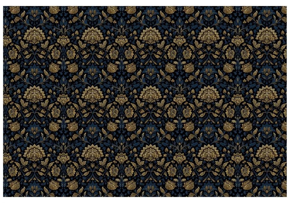 Samolepiaca tapeta zlaté kvety na tmavom pozadí