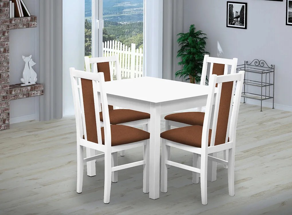 Nabytekmorava Jedálenský set Brooklyn pre 4 osoby, stôl 90x90 cm farba lamina: Antracit, čalúnenie vo farbe: SCALA svetle modrá 74