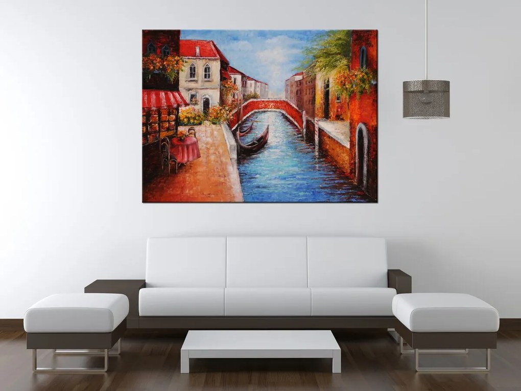 Gario Ručne maľovaný obraz Pokojná ulica v Benátkach Rozmery: 100 x 70 cm