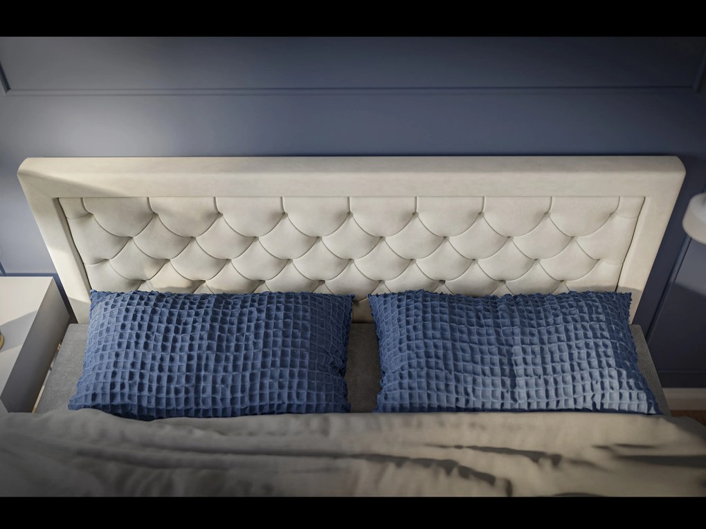 Manželská posteľ Boxspring 160 cm Bohem (slonovinová) (s matracom a úl. priestorom). Akcia -20%. Vlastná spoľahlivá doprava až k Vám domov. 1043355