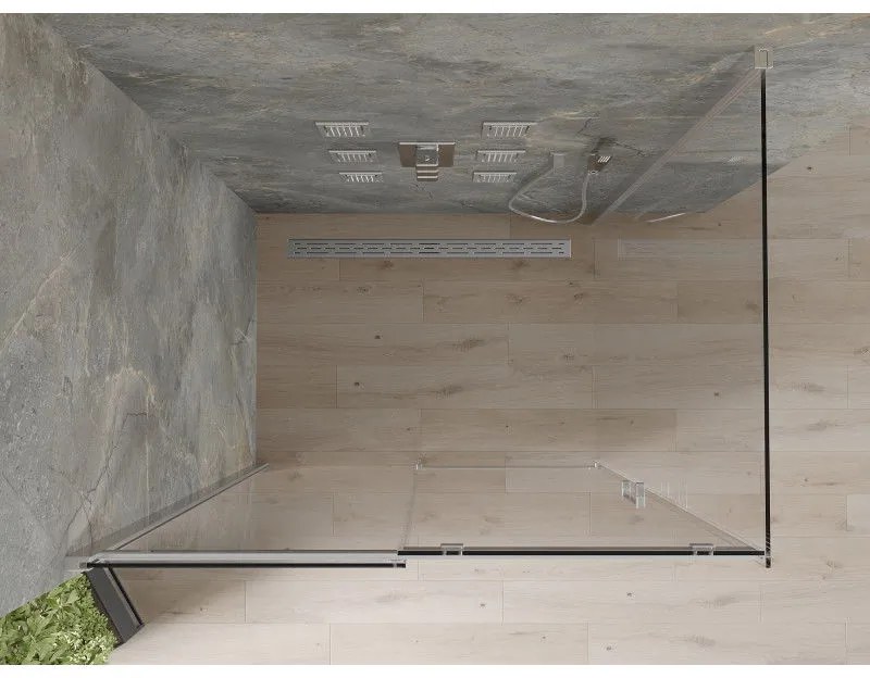 Mexen Omega, sprchovací kút s posuvnými dverami 130 (dvere) x 90 (stena) cm, 8mm číre sklo, chrómový profil, 825-130-090-01-00