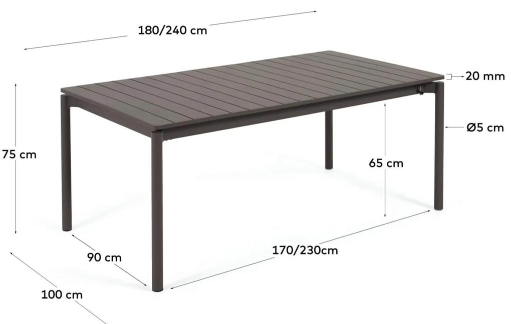 Záhradný rozkladací stôl tana 180 (240) x 100 cm čierny MUZZA
