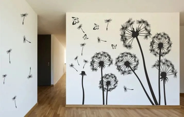 Nálepka na stenu do interiéru s motívom púpav a motýľov 200 x 200 cm