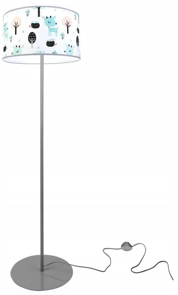 Detská Stojacia lampa Bambi, 1x textilné tienidlo so vzorom, (výber z 2 farieb konštrukcie), o