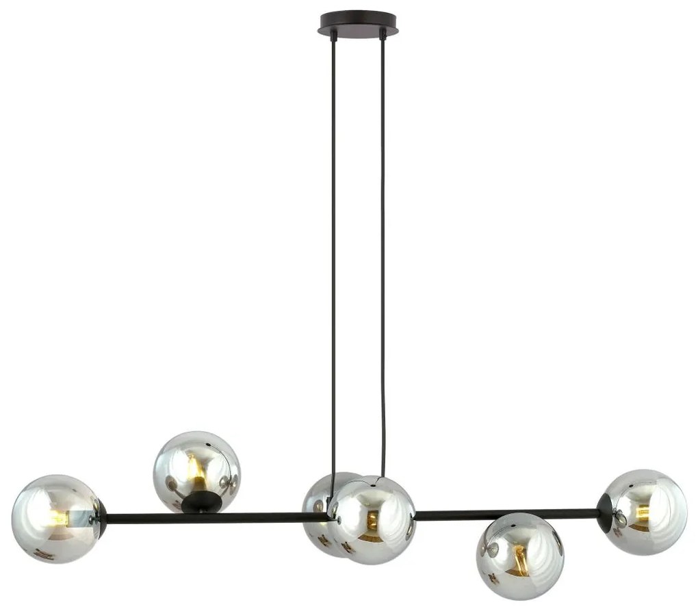Luster na lanku ROSSI 6xE14/10W/230V čierna/šedá