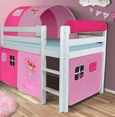 Detská vyvýšená posteľ DOMČEK ružový - PRÍRODNÉ