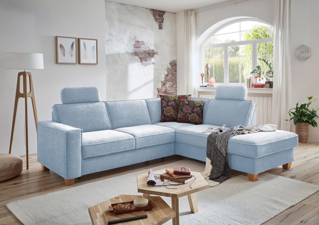 XXXLutz ROHOVÁ SEDAČKA, textil, svetlomodrá Sit & More - Sedačky - 000144005819
