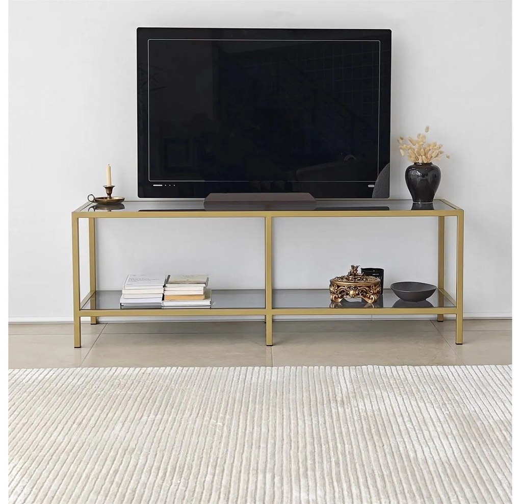 TV stolík Sibade 2 (tmavosivá + zlatá) . Akcia -20%. Vlastná spoľahlivá doprava až k Vám domov. 1095508