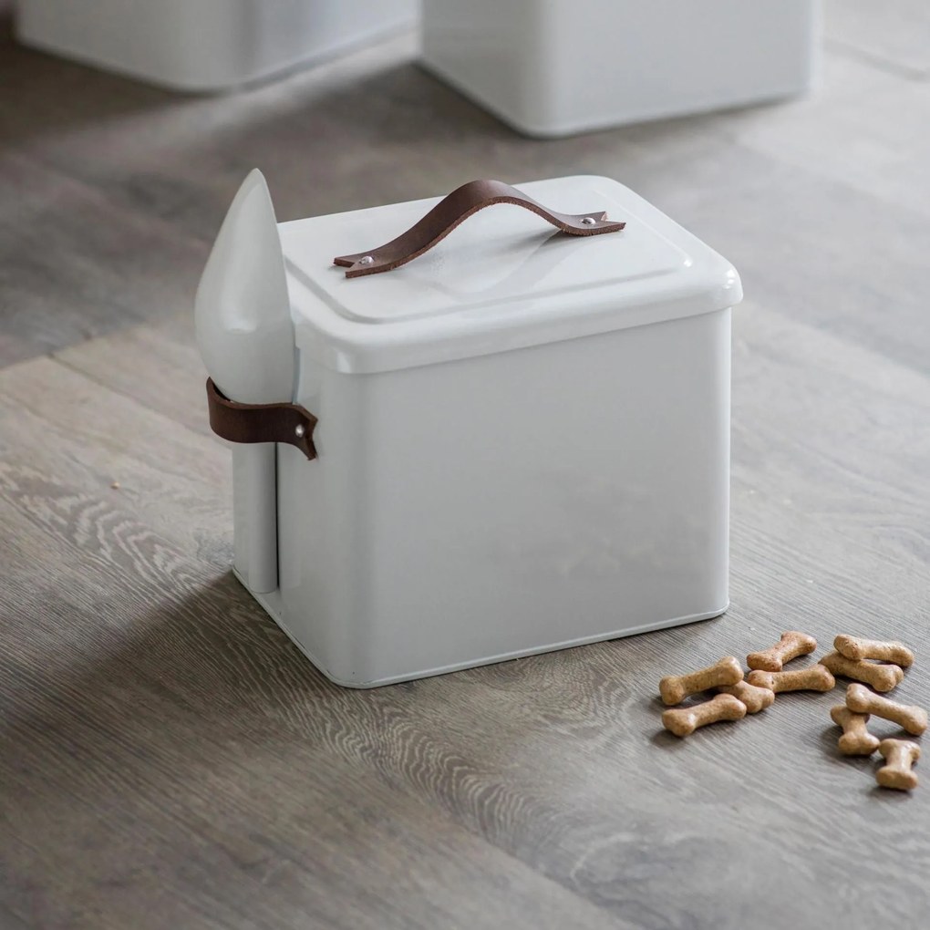 Garden Trading Plechová dóza na granule Small Leather Handl 3,5 l
