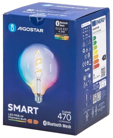 LED RGBW Žiarovka FILAMENT G125 E27/4,9W/230V 2700K - Aigostar