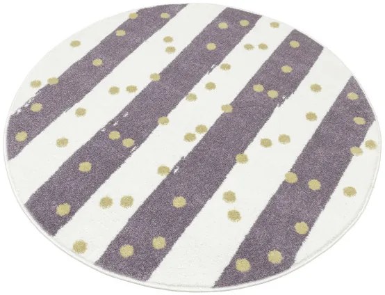 Koberec LIMA M044A krémový / fialový / zlatý kruh