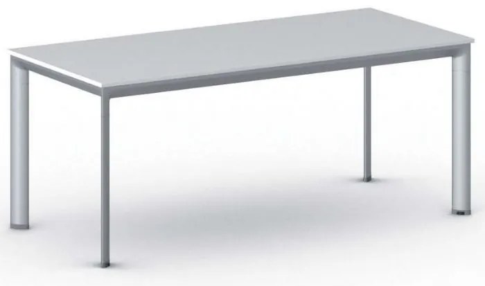 Rokovací kancelársky stôl PRIMO INVITATION, 180x80 cm, sivostrieborná podnož, biela