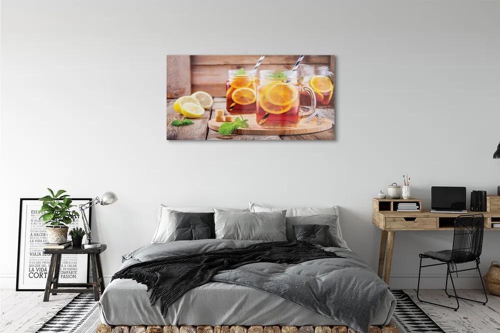 Obraz plexi Ice tea citrusové slamky 125x50 cm