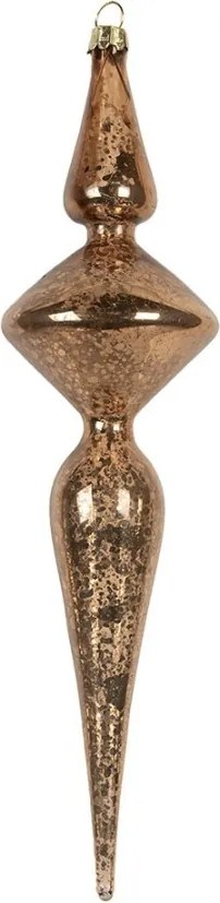 Zlato-bronzová sklenená vianočná ozdoba špička - Ø 8*32 cm