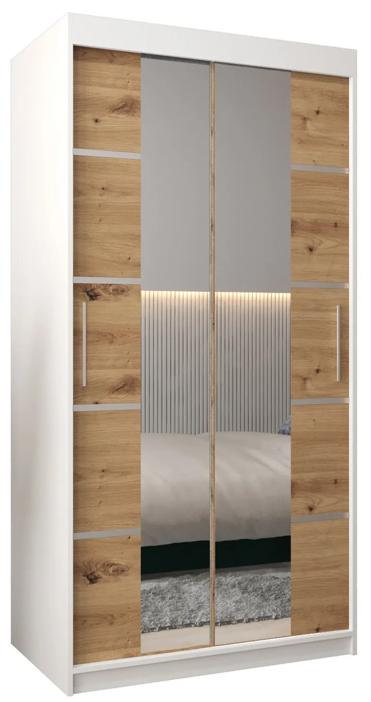 Šatníková skriňa 120 cm Verika 4 120 (biela + dub sonoma). Akcia -16%. Vlastná spoľahlivá doprava až k Vám domov. 1064262