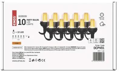 EMOS LED svetelná vonkajšia reťaz, 10x párty žiarovky, 4,5m, vintage