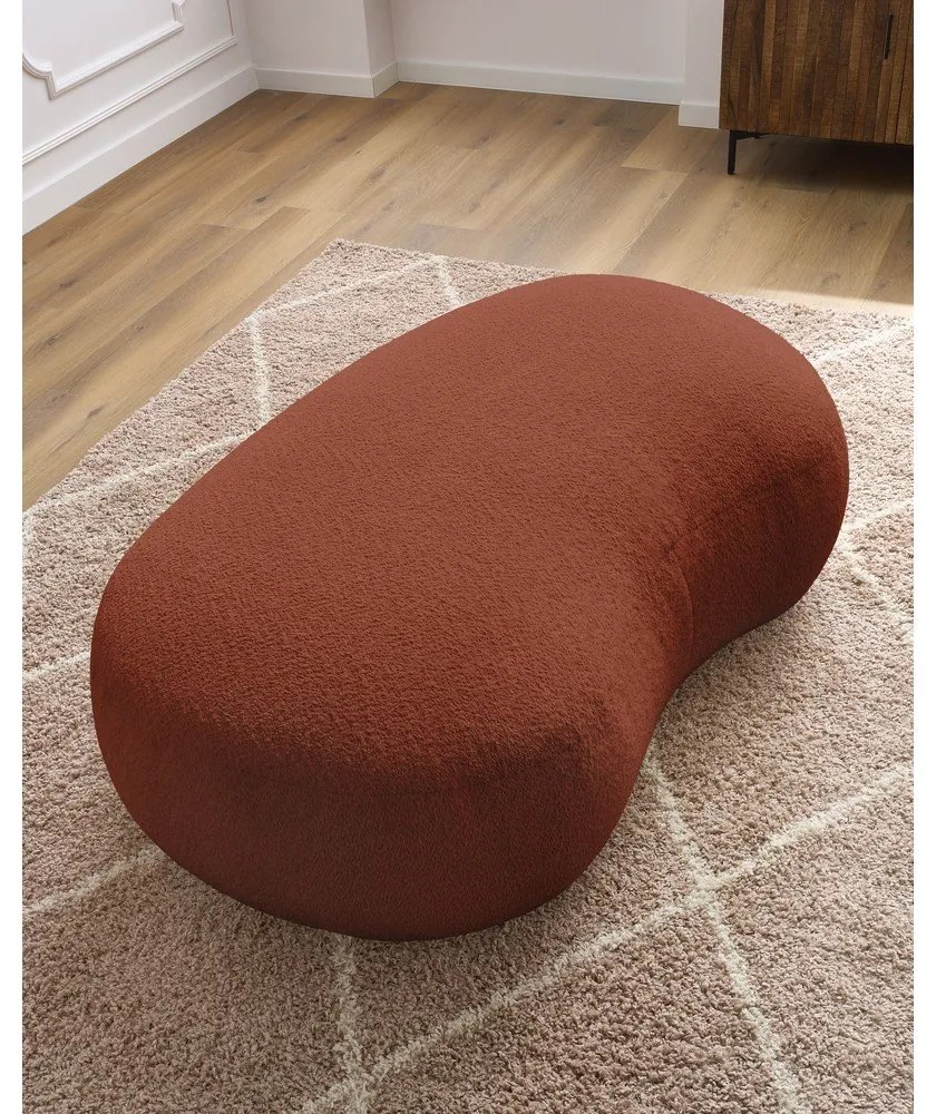 Podnožka z textílie buclé v tehlovooranžovej farbe Saint-Germain – Bobochic Paris