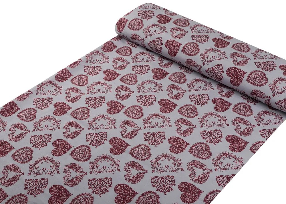 Biante Dekoračný oválny obrus PML-095 Vínové srdcia na sivom 100x140 cm