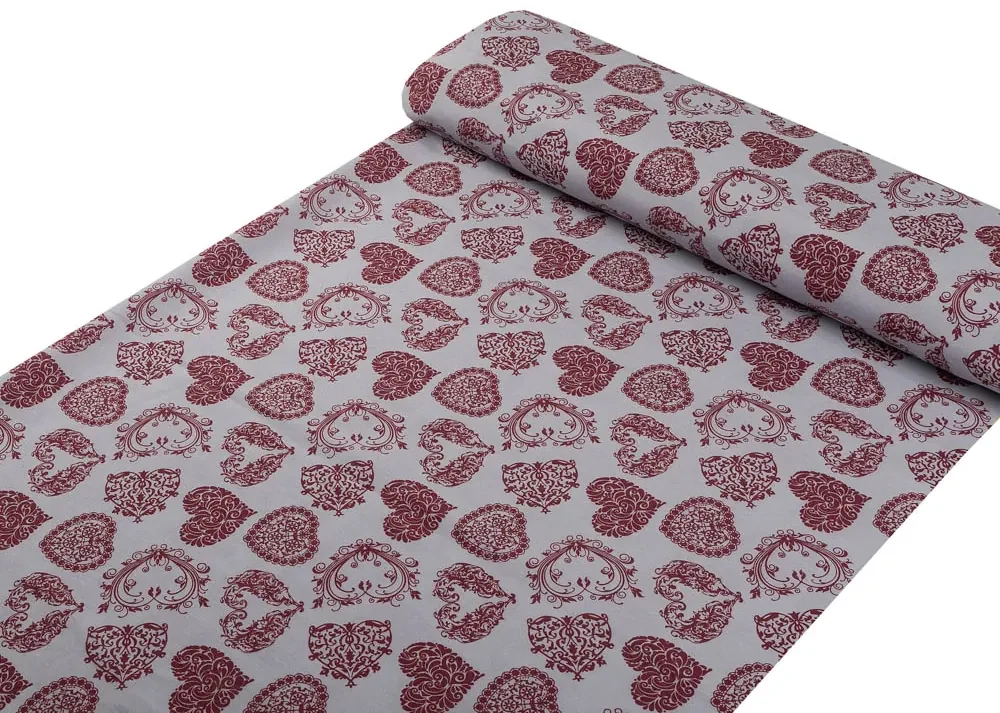 Biante Dekoračný oválny obrus PML-095 Vínové srdcia na sivom 60x100 cm