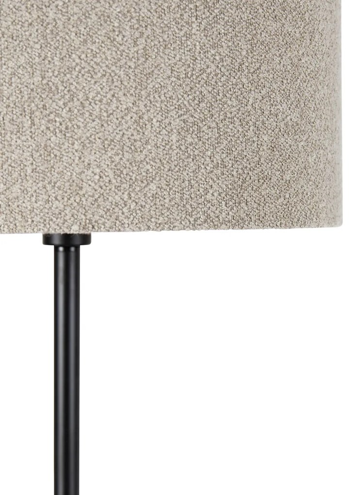 Stojaca lampa čierna s tienidlom Boucle taupe 50 cm - Simplo
